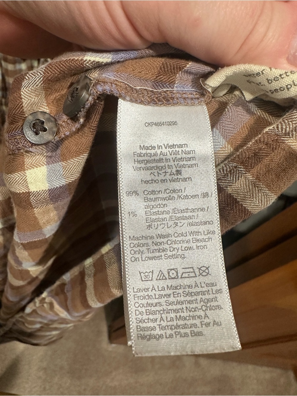 Madewell Brown & Cream Plaid Peasant Dress with Subtle Blue Check - Picture 5 of 6
